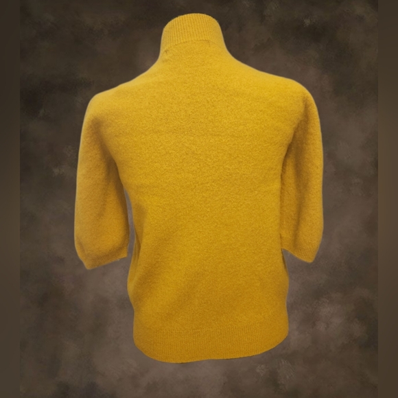 Liny Xin Gold Pure Merino Wool Mock Neck Sweater Size Medium (B29) - Picture 3 of 8